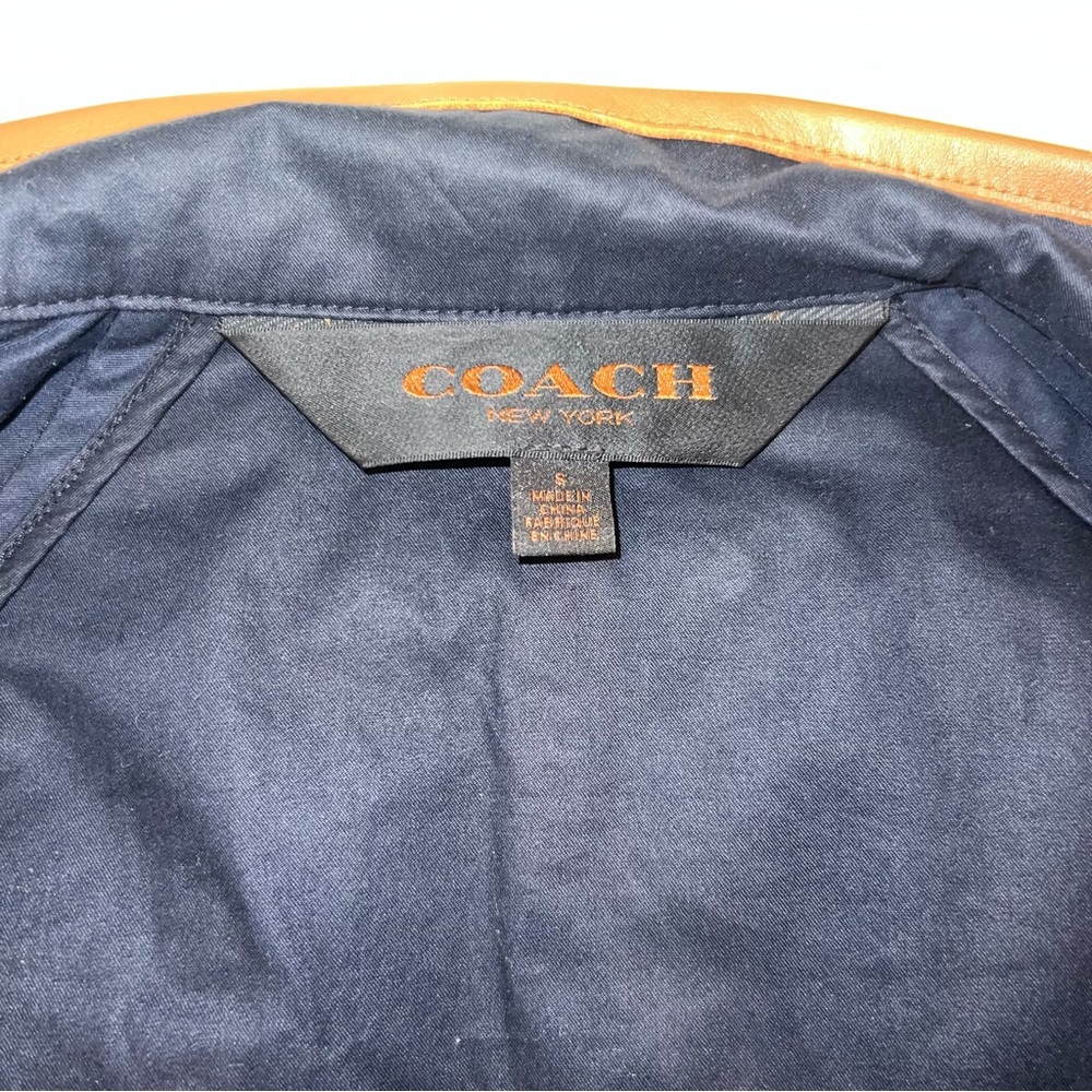 Coach New York Navy Rain Jacket with genuine leather trimming | women’s small - Picture 6 of 10